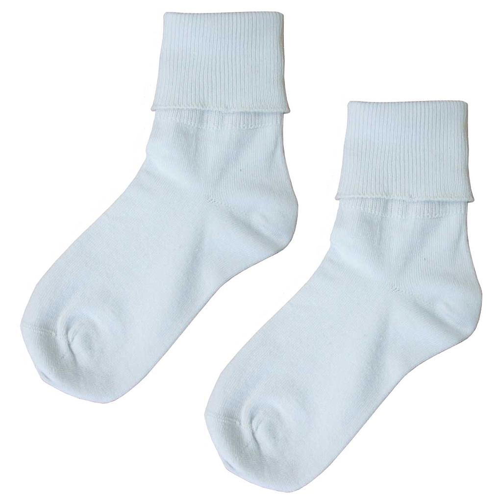 MCC Sock Girls F/D White K-6 (D)